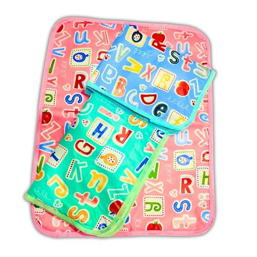 New Born Baby Foam Plastic Sheet | ABC Printed | Waterproof Reusable Washable Colourful Soft Comfortable Pack of 3 Sheet Infant