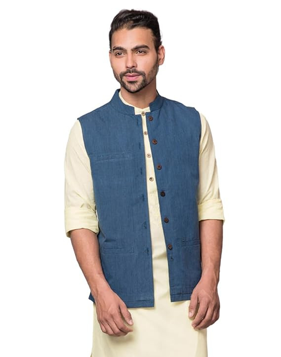 Men's Fabindia Cotton Woven Nehru Jacket