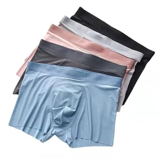 Men's Underwear Ice Silk Seamless Boxer Briefs Breathable Ultra-Soft Panties Antibacterial Multicolor[1 PCS][XL]