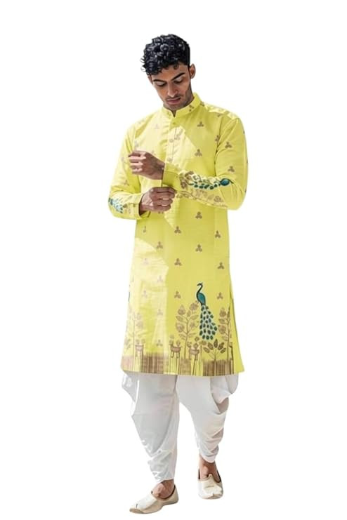 Men’s Pure Cotton Kurta Dhoti Set | Traditional Ethnic Wear for Festive, Wedding & Puja Occasion