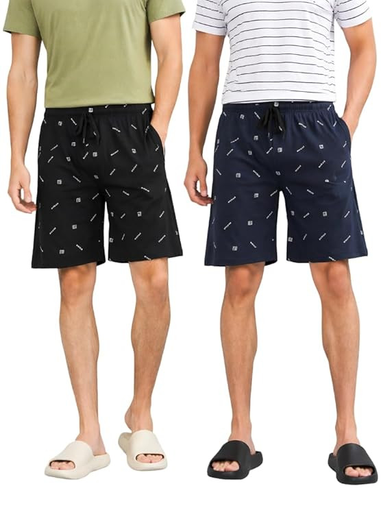 Men’s Stylish Printed Shorts Elastic Waist Cotton