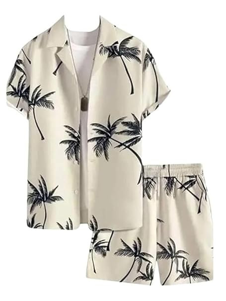 Set for Men | Trendy Night Dress for Boys | T-Shirt and Shorts Combo for Lounge | Stylish Summer and Travel Wear | Men's Matching Two-Piece for Vacation