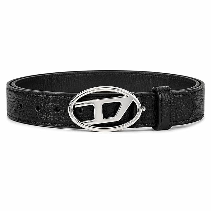 Unisex Black Leatherette Belt for Men & Women, Silver Oval Buckle, Adjustable Waist, Formal, Casual & Office Wear