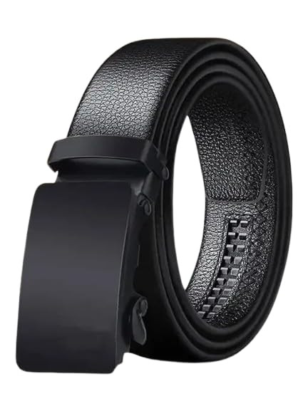 Men's Black Artificial Leather Belt – Classic Formal & Casual Wear, Adjustable Fit with Durable Metal Buckle – Stylish Vegan Leather Waist Belt