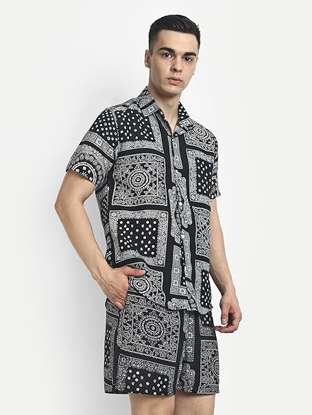 Set for Men | Trendy Night Dress for Boys | T-Shirt and Shorts Combo for Lounge | Stylish Summer and Travel Wear | Men's Matching Two-Piece for Vacation