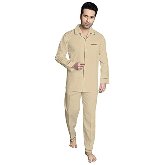 Men's Cotton Solid Night Suit