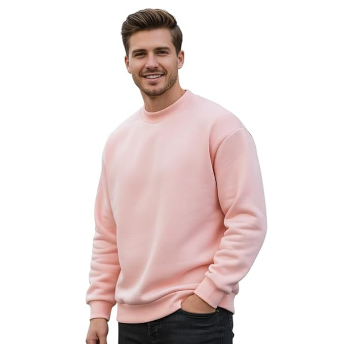 Men’s Cotton Blend Crew Neck Sweatshirt | Long Sleeve Mock Neck Pullover for Casual Wear | Regular Fit Fleece