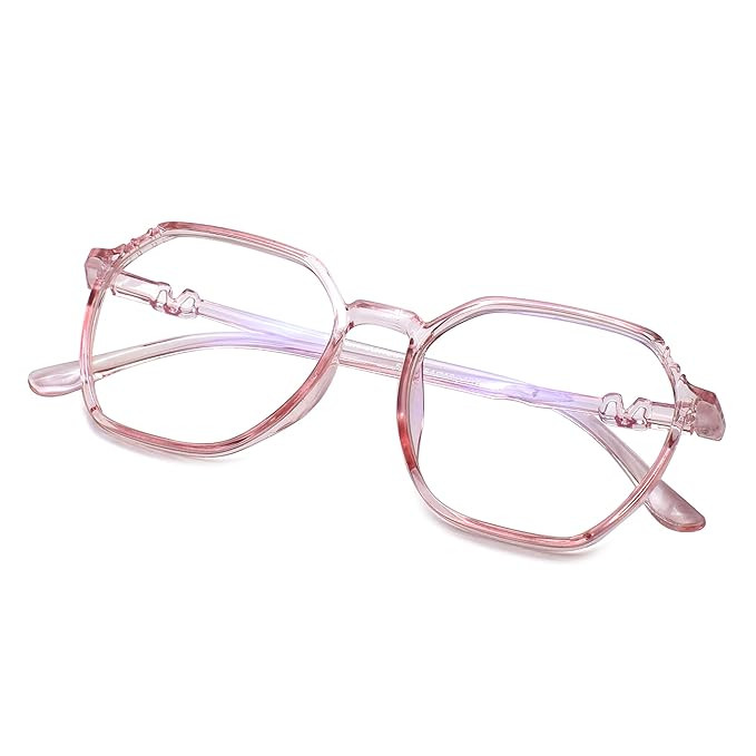 Square Computer Glasses for Women/Girls with Zero Power Blue Light Blocking Glare Lenses (SIZE MEDIUM) AG5196