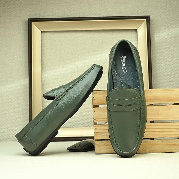 Men's Genuine Leather Loafer Shoes | Natural Rubber Sole with Soft Cushioned Insole | Classic Slip-On Design for Office, Party, Formal & Casual Wear