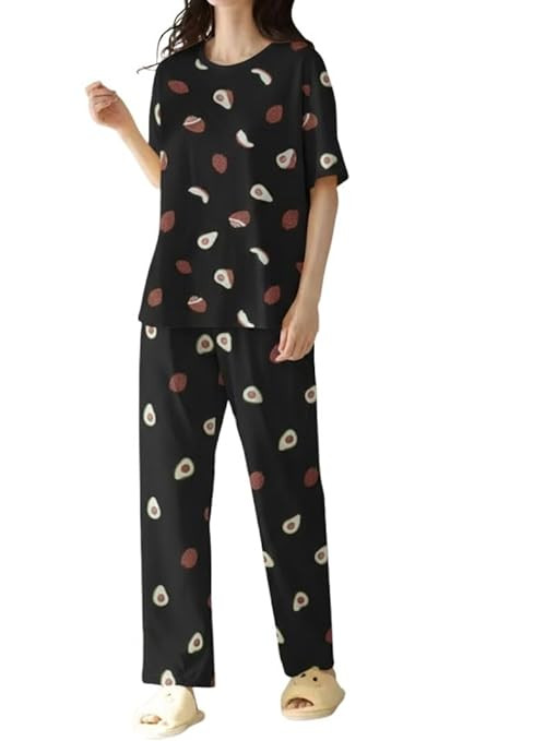 Women’s Korean Style Night Suit Set | Cotton Half Sleeve Top & Pyjama Set | Round Neck Printed Nightsuit | Comfortable Nightwear & Loungewear for Women | Sleepwear Pjs Lounge Set |Co-ords Outfit