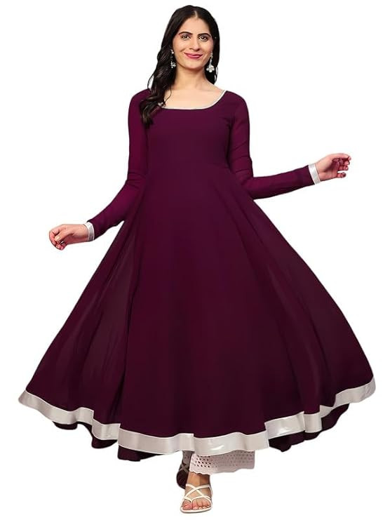 TA  Georgette Hand Embroidered Flared Anarkali Suit for Women | Full Sleeves Flare Anarkali Dress for Woman | Ethnic Flared Anarkali Kurta for Women