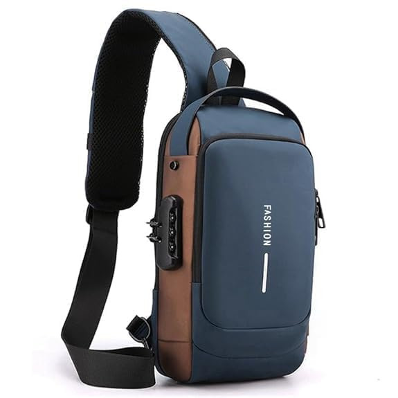 TA Sling Bag Crossbody Chest Bag Waterproof Anti Theft Shoulder Messenger Bag with USB Charging Port for Men and Women