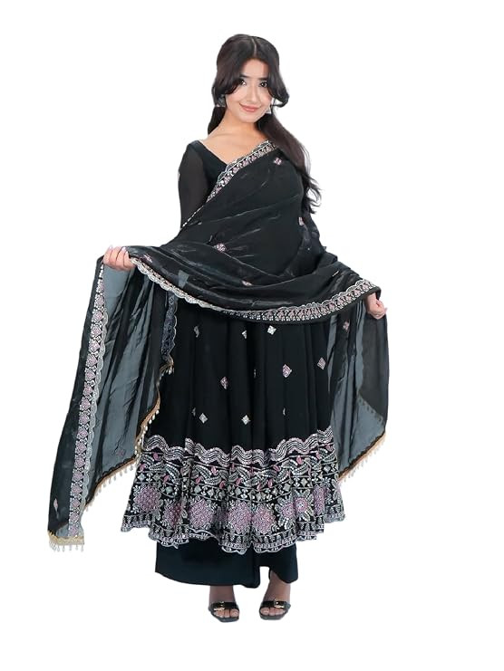 TA  Anarkali Suit Set for Women | Fendy Silk Anarkali Kurta Pant Dupatta Set | Sequence Embroidery Ethnic Wear Dress