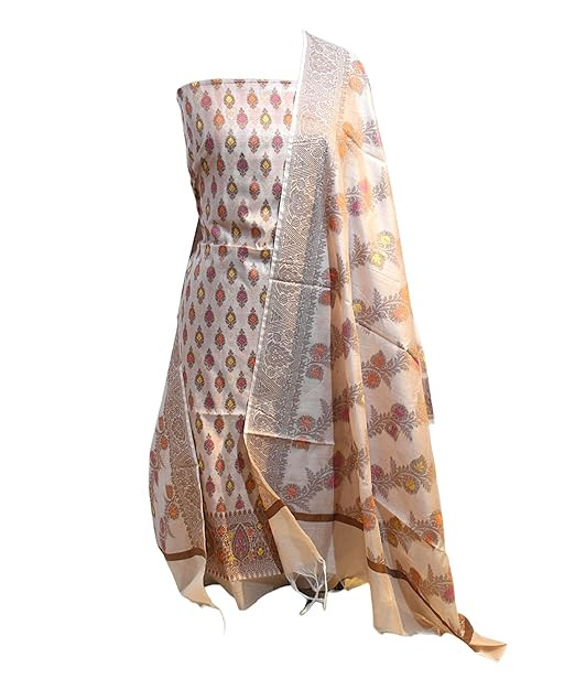TA Banarasi churidar unstiched dress material butti design resham waeve