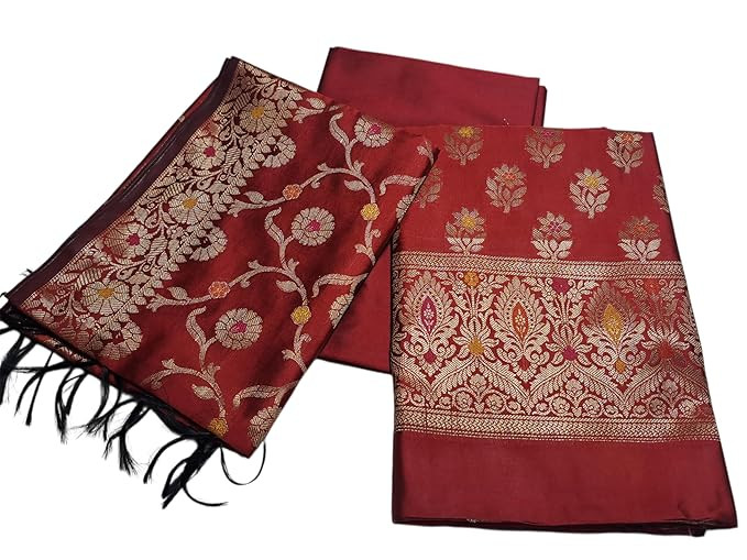 TA  Women's Banarasi Silk Unstitched Salwar Suit Dress Material with Dupatta, Unstitched Salwar Suit Set with Dupatta, Salwar Material for Women, Salwar Material for Women Unstitched