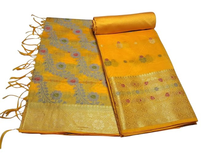 TA Women's Banarasi Silk Unstitched Salwar Suit Dress Material with Dupatta