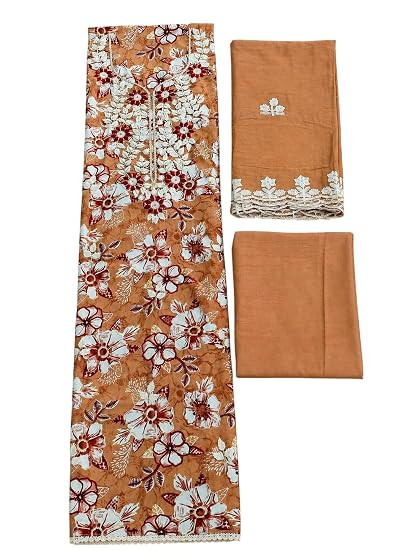 TA Women's Rayon Cotton Unstitched Dress Material Set | Floral Printed 3 Piece Suit Material with Kurta Fabric, Bottom & Dupatta | Stylish Ethnic Wear Fabric for Stitching (Free Size)