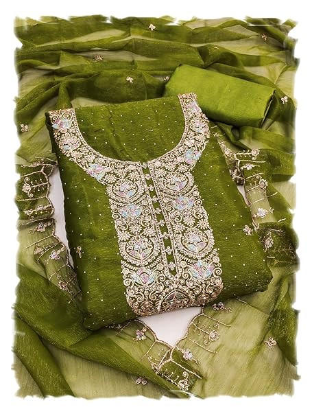 TA  Silk Embroidery Work Unstitched Dress Material