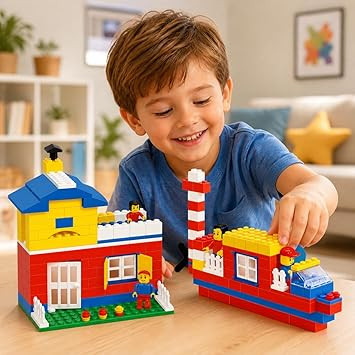 TA Building and Construction Brick Blocks, 200 Pcs, STEM Set for Boys and Girls, Plastic, Multi Colour, Ages 4 Years and Above