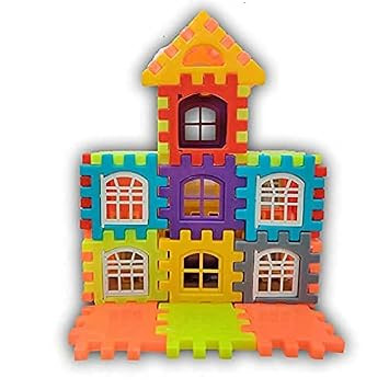 TA Happy Home House Building (50PCS Blocks) for Kids with Smooth Rounded Edges,House Building Blocks with Windows,Best Birthday Return Gift Toys for Kids Above 2+Year,Multicolor