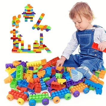 TA 60Pcs Building Blocks Toy Creative Learning Kids Boys(52 Pieces +8 Tyres) | Creative Educational Construction Kit for Kids