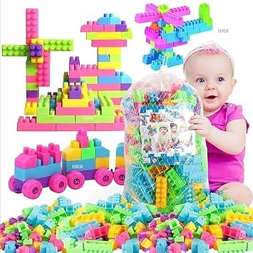 TA Building Blocks for Kids,Blocks for Kids,Puzzles Games 50+ Pcs Bricks Toys Sets with Wheel,Block Game,Educational Toys for Kids&Children Building Construction (42 Pieces + 8 Tyres) _13