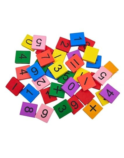 TA 100pc Multicolor Wooden Numbers and Maths Symbols Tiles Blocks for Art, Craft, DIY Projects, Kids Learning and Education, Board Games and More (0-9 Numbers & Calculation Symbols, 100pc Set)