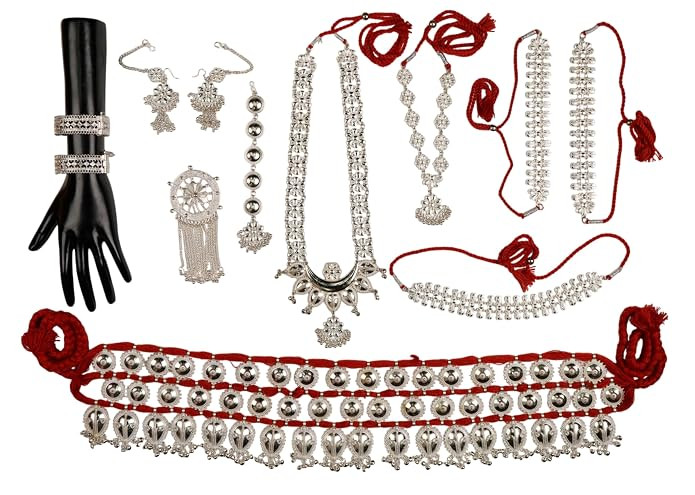 Dance Jewelry Set Silver Toned | Traditional Dance Wear Set of 12 Pcs