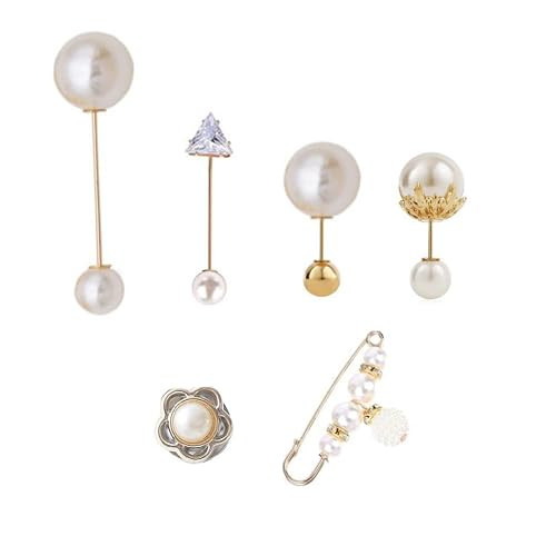 TA 6 Pieces Artificial Pearl Brooch Women Shirt Brooch Buttons Cover up Button | For Women Girls Wedding Party DecorationsClothes, chest, skirt pants anti-bareness pins, waist-shaping gadget