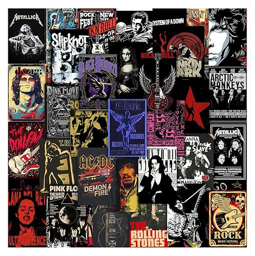 TA Rock Band Wall Decor Kit – Set of 63 Music Posters | 4x6 inch | 300 GSM Thick Cardstock & Double-Side Tape Included – Music Posters for Wall, Home Decor for Living Room & Bedroom