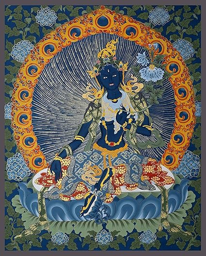 TA Bodhisattva Tara (Zhengyi Mithumba - Unconquerable) - Bhutanese Style Buddhist Thangka - Small Poster(Paper,12 x 17 inches, Multicolour)