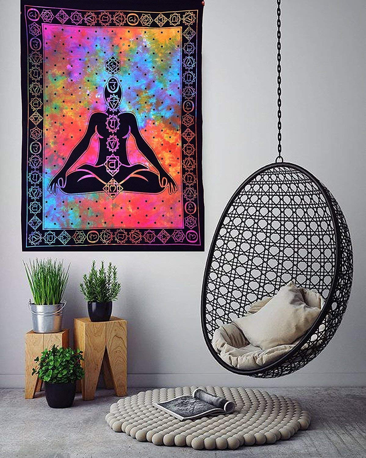 TA Jiya MURTI Arts Tapestry Mandala Yoga Meditation Wall Hanging Tapestry Cotton Wall Hanging Poster Tapestry Wall Hanging (Multicolour 3, 40x30 Inches)