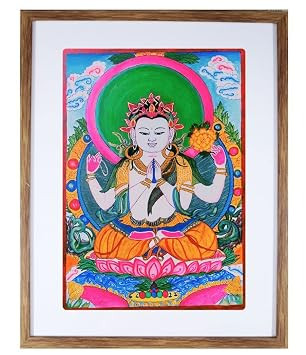TA  Buddha Painting - Thangka Art (Medium, Natural Brown)