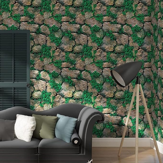 TA  PVC Blooming Vintage Stone Peel and Stick Wallpaper Decor (1000 cm X 45 cm, Multicolor, Self Adhesive Wallpaper)
