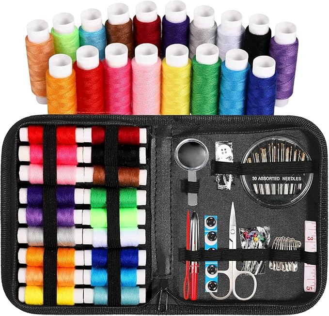 TA   85 PCS Sewing Kit, Portable Sewing kit Box Sewing Supplies Accessories with 18Pcs Thread Spools, Scissors, Thread Needles,Tape Measure for DIY, Adults, Beginners, Emergency, Travel, Home