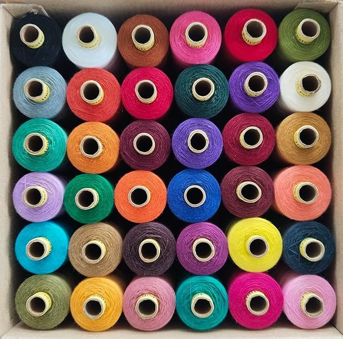 TA  800 Meters Polyester Threads for Sewing Fast Premium Shade Spools for Tailoring Machine and Hand Stitching (36 pcs Combo), Multicolor