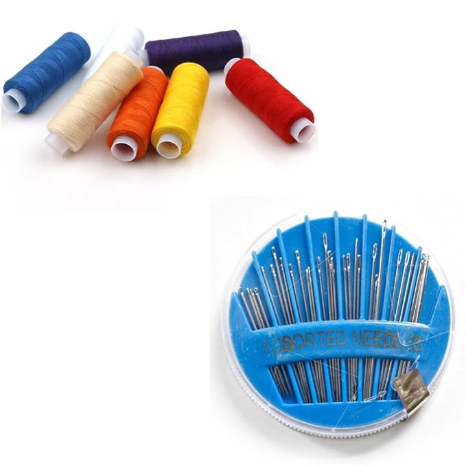 TA  800 Meters Polyester Threads. Premium shade 36 pcs combo. Durable polyester spools for sewing machine & hand stitching. Multicolor set.