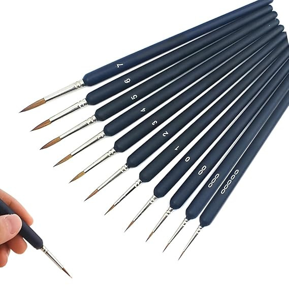 TA Acrylic Paint Brushes Set Fine Detail Artist Brush Kit (00000, 000, 0, 2mm) with Thin Liner, Point & Blender Brushes Professional Painting Brush Set for Acrylic, Art, Craft & Miniature Detail Work(11)