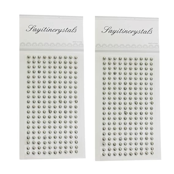TA Silver Pearl Stone Sticker Crystal Stone Beads Stickers for Art & Craft, Scrapbooking, Card Making | Gem Stone | Pack of 2 Sheets