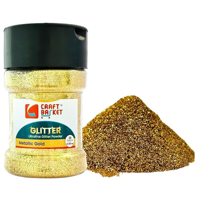 TA Waterproof Glitter for Art & Craft (50 Colours)(All Packs: 25 g,50 g,100 g,200 g) DIY Projects, Resin & Nail Art, Multi-Purpose Sparkle, Ultrafine Chamki Glitter Powder (Metallic Gold, 25 g)