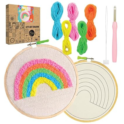 TA Crafts Punch Needle Kit for Beginners | DIY Embroidery Set with Printed Fabric Craft for Kids & Adults | Handcraft, Art, Needlework & Creative Hobby Gift Kit for DIY Crafts
