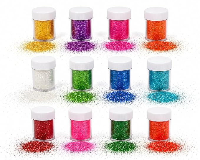 TA DIY Craft Glitter Sand Set – 12 Pcs Multicolor Fine Glitter Powder for Art, Nail Art, Decoration & Kids Craft (Mini Jars, Assorted Colors)