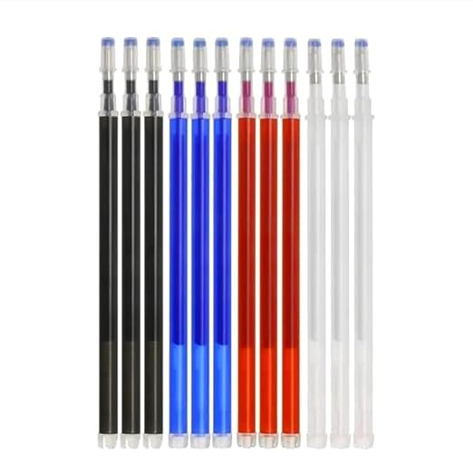 TA  Fabric Marking Pens for Tailors – 12-Pack Fine Tip Temporary Ink Pens for Sewing, Quilting, Dressmaking – (Black, Blue, Red, White)