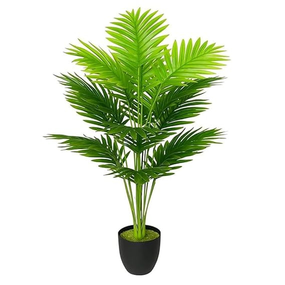 TA Artificial Areca Palm Plant with Black Pot – 75 cm Tall Realistic Faux Green Plant | Indoor Outdoor Decorative Plant for Home, Office, Balcony | No Maintenance