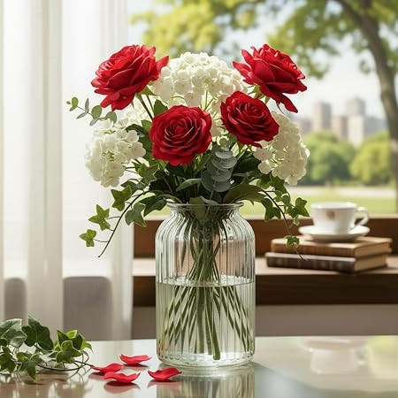 TA Premium Clear Glass Decorative Vase Without Flower for Home Décor | Thick Transparent Glass with Minimal Cylindrical Design for Living Room, Dining Table, Office