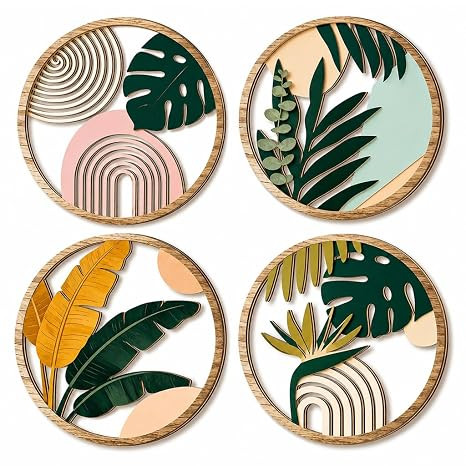TA Generic Wall Plates 4 PCS Decorative Wall Plates 30 x 30 cm Wall Decor Panels compatible with Home Accent Artwork for Living Room Bedroom Office Hallway Display and Stylish Interior Decor