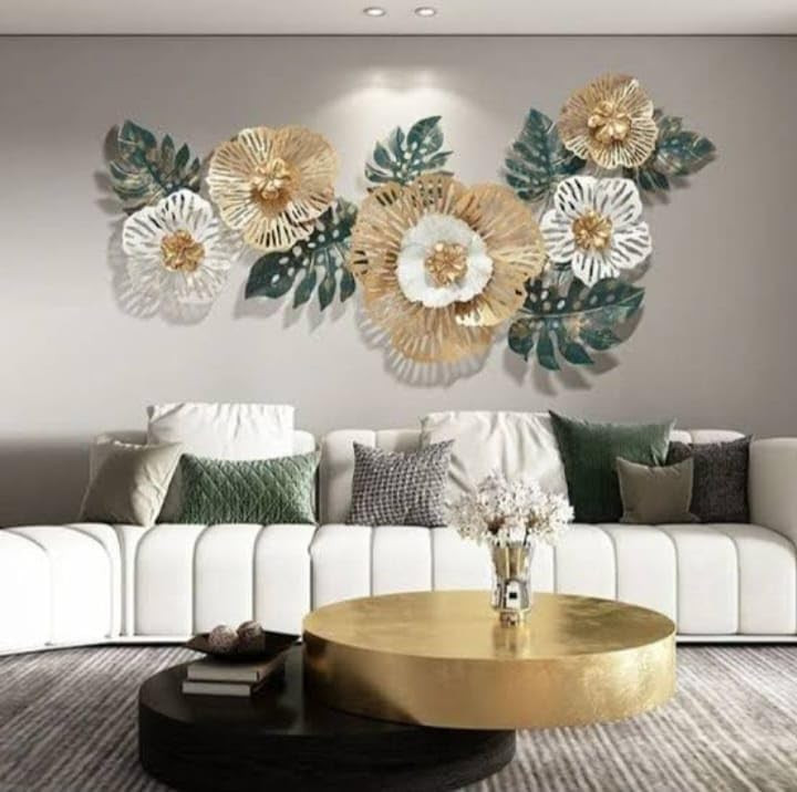 TA 3D Creative Beautiful Rose Hanging Metal Wall Art Handmade Sculptures for Home Decoration, Bedroom, Living Room, Hotel & Restaurant Decor (50 x 23 Inch)