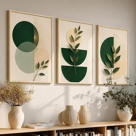 TA Artisoul Creations Boho Aesthetic Wall Painting For Living Room Decoration Big Size, Framed Painting for Wall Decoration, Wall Decor For Bedroom, living room hotel office Multicolor wall art set of 3( 13 X 19 inch ), Framed)