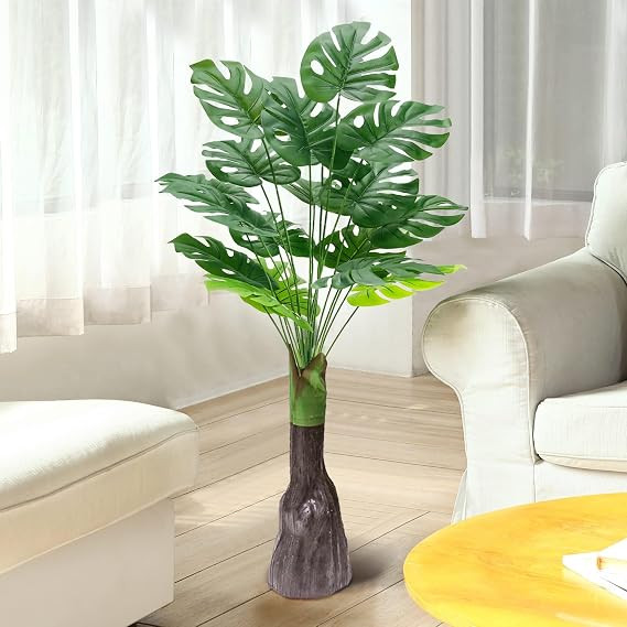 TA Artificial Monstera Plant for Home Décor | 3ft Tall Faux Indoor Decorative Plant with Large Leaves | Floor Standing Artificial Tree for Living Room, Office, Bedroom & Balcony Decoration