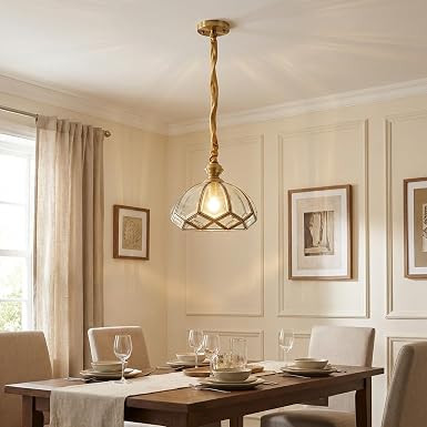 TA Glass Pendant Ceiling Light, Adjustable Hanging Lamp with 3 Color LED, Modern Hanging Lights for Living Room, Bedroom, Dining Table & Hall, Ceiling Lights for Home Decoration